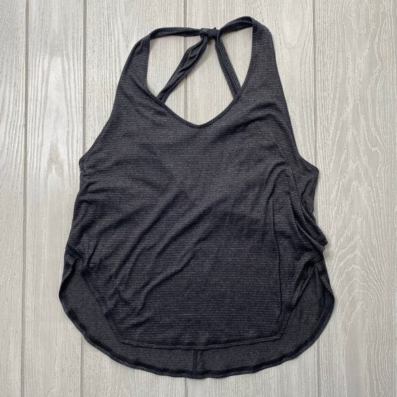 Lululemon Athletica Women's Heather Black Striped Seek The Heat Tank Top Size 6 - Picture 2 of 10